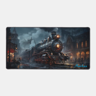 Victorian Noir Steampunk Train Desk Mat
