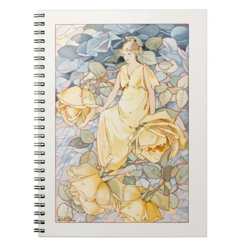 Victorian Nouveau Yellow Flower Fairy Notebook