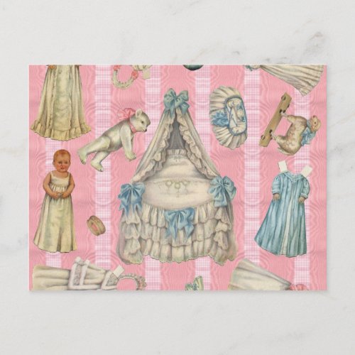 Victorian Nursery Paper Dolls Postcard