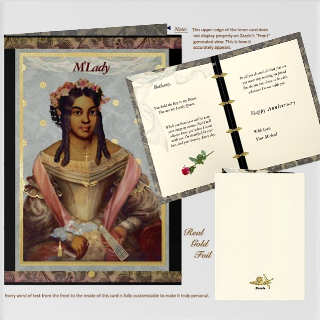 Victorian of Color Foil Greeting Card (Luxurious gold foil! Fully customizable as a Valentine/Birthday/ Anniversary/etc. card for your lady)