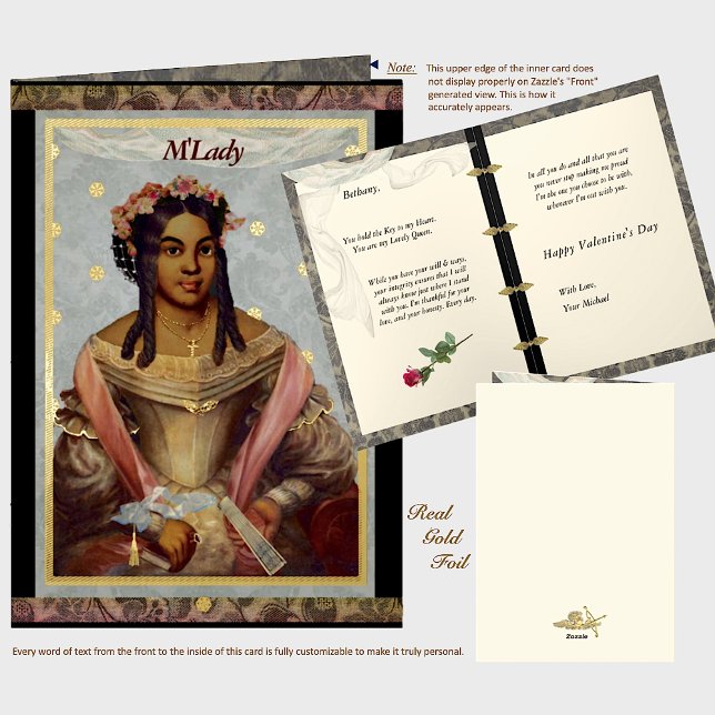 Victorian of Color Foil Greeting Card (Luxurious gold foil! Fully customizable as a Valentine/Birthday/ Anniversary/etc. card for your lady)