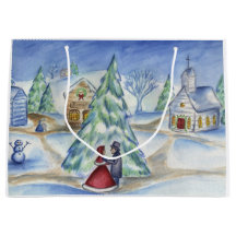 Victorian Old Fashioned Christmas Village Gift Bag