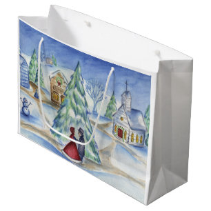 Victorian Old Fashioned Christmas Village Gift Bag