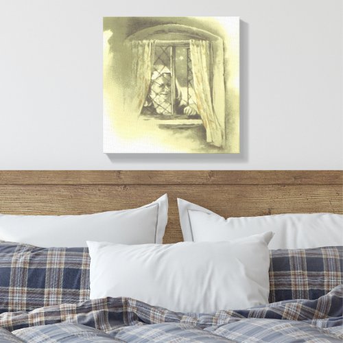 Victorian Old Father Christmas at Window Canvas Print