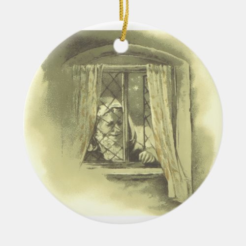 Victorian Old Father Christmas at Window Ceramic Ornament