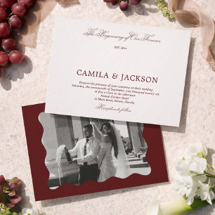 Victorian Old Money Burgundy Wedding Invitation