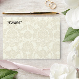 Victorian Old Money Ivory Damask Envelopes