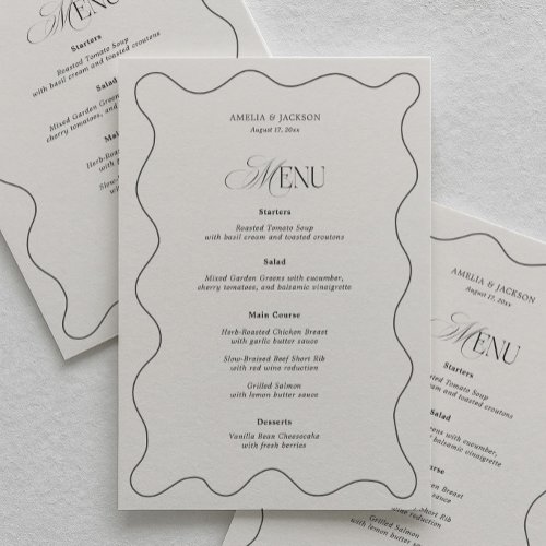Victorian Old Money Wedding Menu Card
