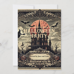 Victorian Old Vintage Gothic Halloween Party Invitation