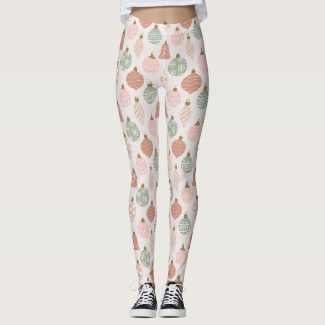 Victorian Ornaments - Sage Green and Blush Pink  Leggings (Front)