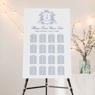 Victorian Ornate Blue 16 Tables SEATING CHART Foam Board