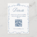Victorian Ornate Blue Wedding Details QR code Enclosure Card | Zazzle