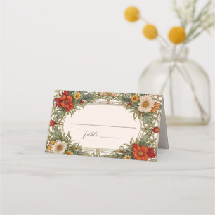Victorian Ornate Border with Wildflower Wedding Place Card