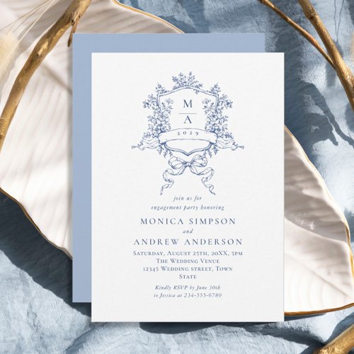 Victorian Ornate Crest Engagement Party Invitation