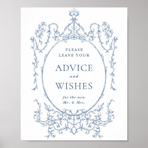 Victorian Ornate Dusty Blue Advice & Wishes