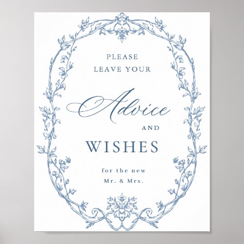 Victorian Ornate Dusty Blue Advice & Wishes