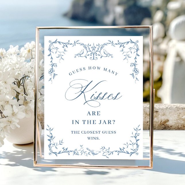 Victorian Ornate Dusty Blue Floral Bridal Shower Poster (Creator Uploaded)