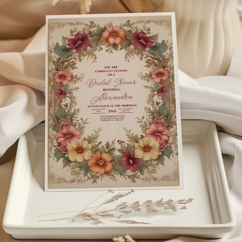 Victorian Ornate Floral Frame Bridal Shower Invitation