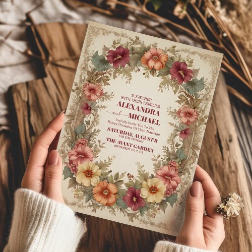 Victorian Ornate Floral Frame Wedding Invitation