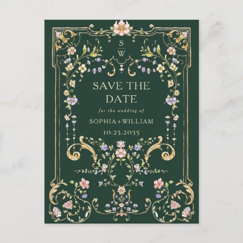 Victorian Ornate Frame Wedding Save the Date Postcard