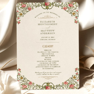 Victorian Ornate Gold Arch & Pink Roses Program