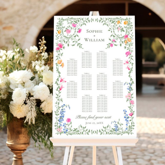 Victorian Ornate Grace 10 Tables SEATING CHART Foam Board (Creator Uploaded)