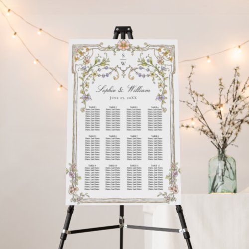 Victorian Ornate Grace 12 Tables SEATING CHART Foam Board