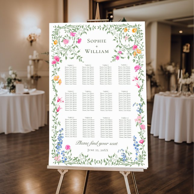 Victorian Ornate Grace 12 Tables SEATING CHART Foam Board (Creator Uploaded)