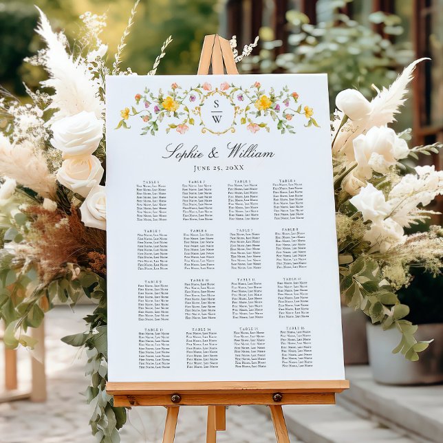 Victorian Ornate Grace 16 Tables SEATING CHART Foam Board (Creator Uploaded)