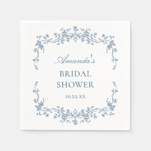 Victorian Ornate Grace Blue Floral Bridal Shower Napkins