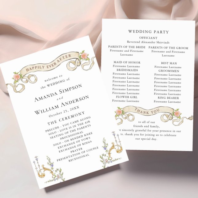 Victorian Ornate Grace Bohemian Wedding Ceremony Program (Creator Uploaded)