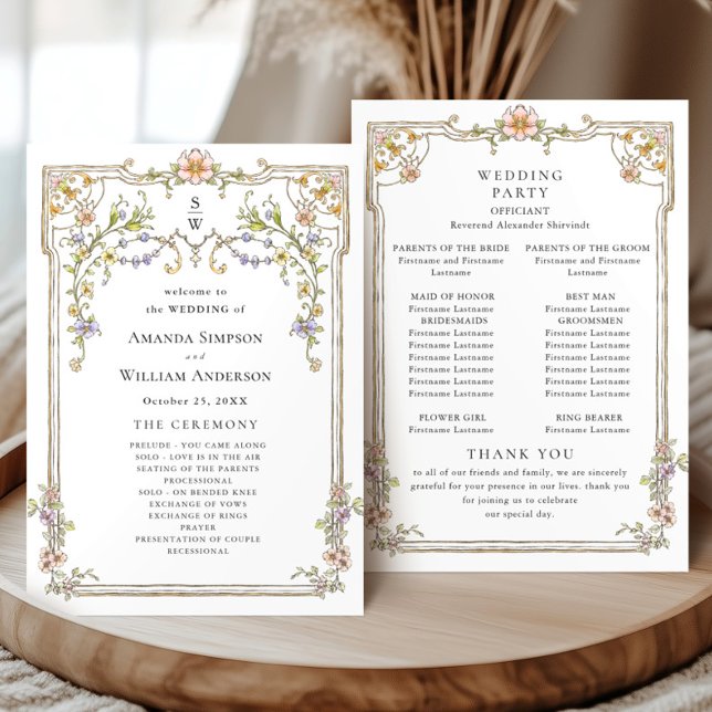 Victorian Ornate Grace Bohemian Wedding Ceremony Program (Creator Uploaded)