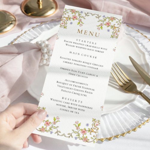 Victorian Ornate Grace Bohemian Wedding Dinner Menu