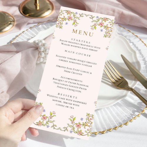 Victorian Ornate Grace Bohemian Wedding Dinner Menu