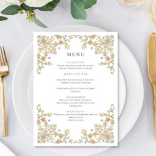 Victorian Ornate Grace Bohemian Wedding Dinner Menu