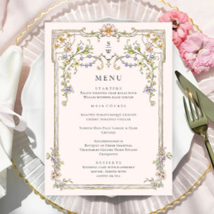 Victorian Ornate Grace Bohemian Wedding Dinner Menu