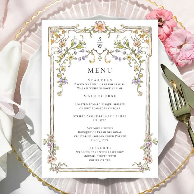 Victorian Ornate Grace Bohemian Wedding Dinner Menu (Creator Uploaded)