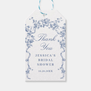 Victorian Ornate Grace Dusty Blue Bridal Shower Gift Tags
