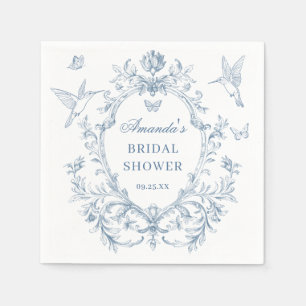 Victorian Ornate Grace Dusty Blue Bridal Shower Napkins