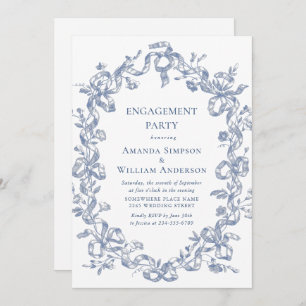 Victorian Ornate Grace Dusty Blue ENGAGEMENT PARTY Invitation