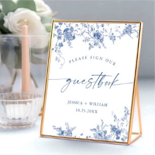 Victorian Ornate Grace Dusty Blue Guestbook Sign