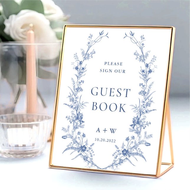 Victorian Ornate Grace Dusty Blue Guestbook Sign (Creator Uploaded)