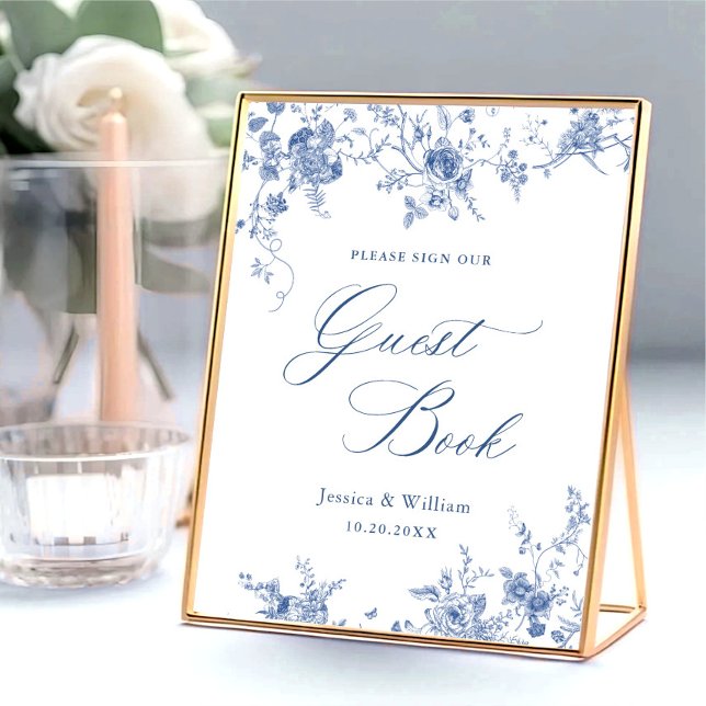 Victorian Ornate Grace Dusty Blue Guestbook Sign (Creator Uploaded)