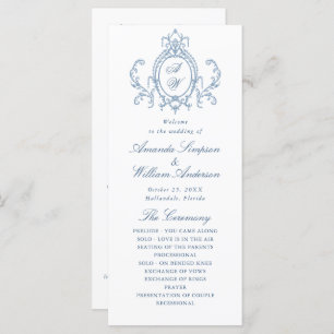Victorian Ornate Grace Dusty Blue Wedding Ceremony Program