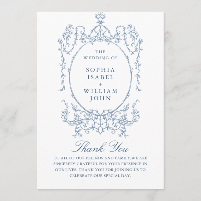 Victorian Ornate Grace Dusty Blue Wedding Ceremony Program (Front)