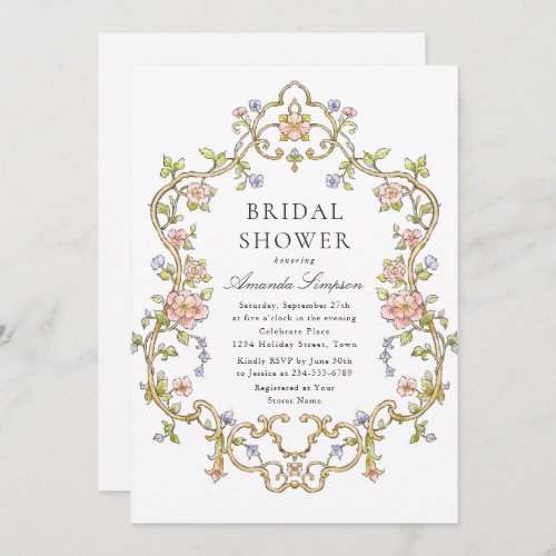Victorian Ornate Grace Floral Bridal Shower Invitation