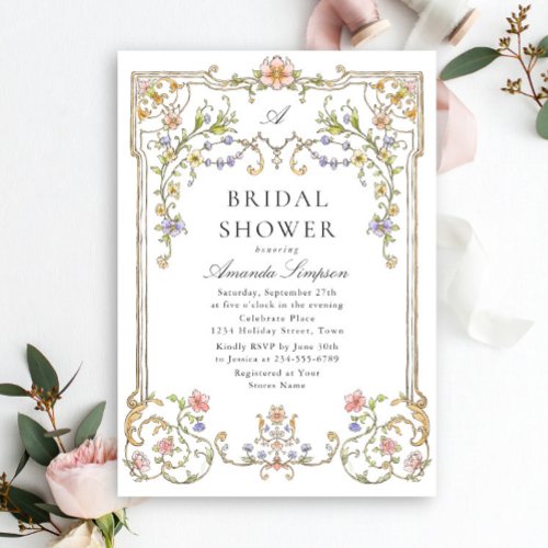 Victorian Ornate Grace Floral Bridal Shower Invitation