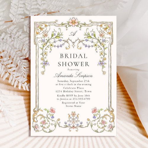 Victorian Ornate Grace Floral Bridal Shower Invitation
