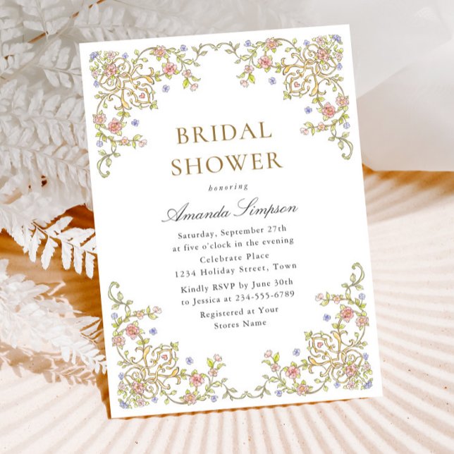 Victorian Ornate Grace Floral Bridal Shower Invitation (Creator Uploaded)