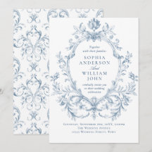 Victorian Ornate Grace Floral Dusty Blue Wedding